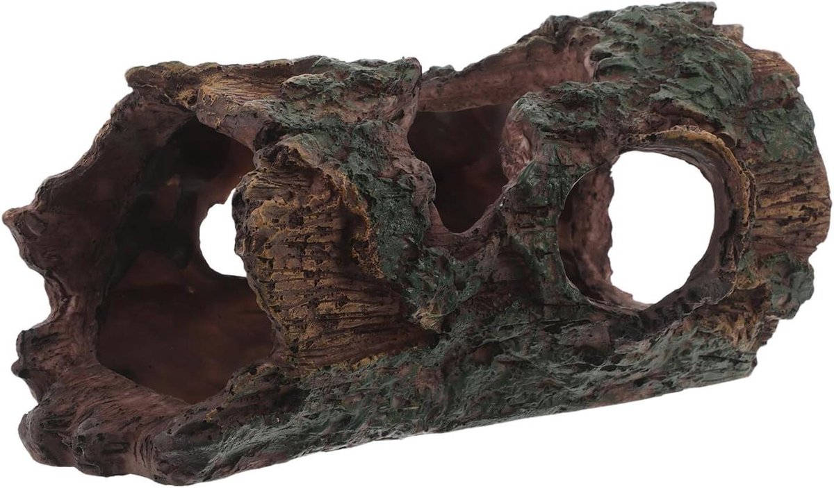 Aquarium Drijfhout Ornament - Hars Boomstam Decoratie - Aquarium Inrichten - Interactieve Schuilplaats - 21x10x10cm - Groen