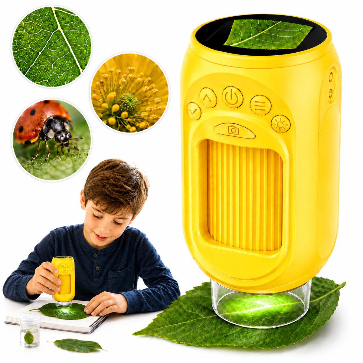 Digitale Kinder Microscoop - Met Lcd Scherm - Microscoop - Digitale Kindermicroscoop met 1.54" IPS Scherm - Handmicroscoop 1000x Zoom met 8 LED Verlichting - Pocket STEM Educatief Buitenspeelgoed Cadeau voor Kinderen -geel