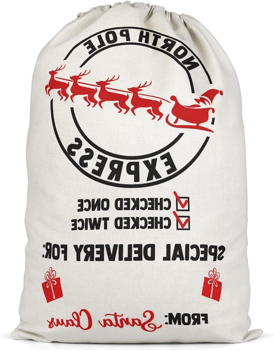 Kerst Goodiebags - Feestzakjes Trekkoord - Cadeaus Delen - Zachte Linnen Stof - 48x64cm - Kerstkleuren