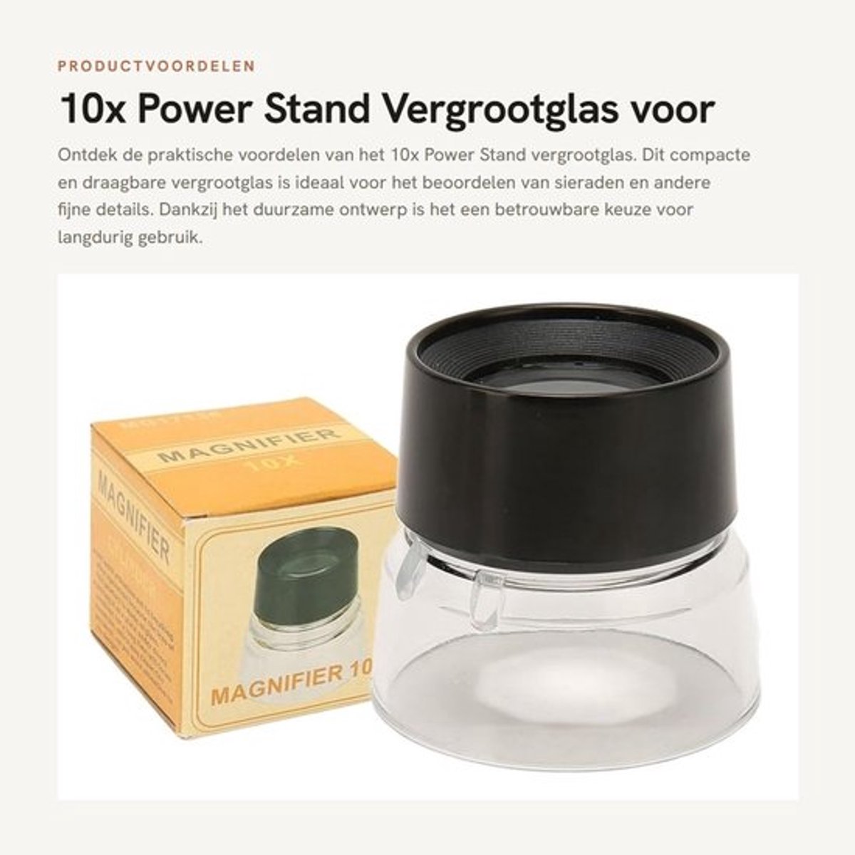 10x Power Stand Vergrootglas voor Sieradenbeoordeling