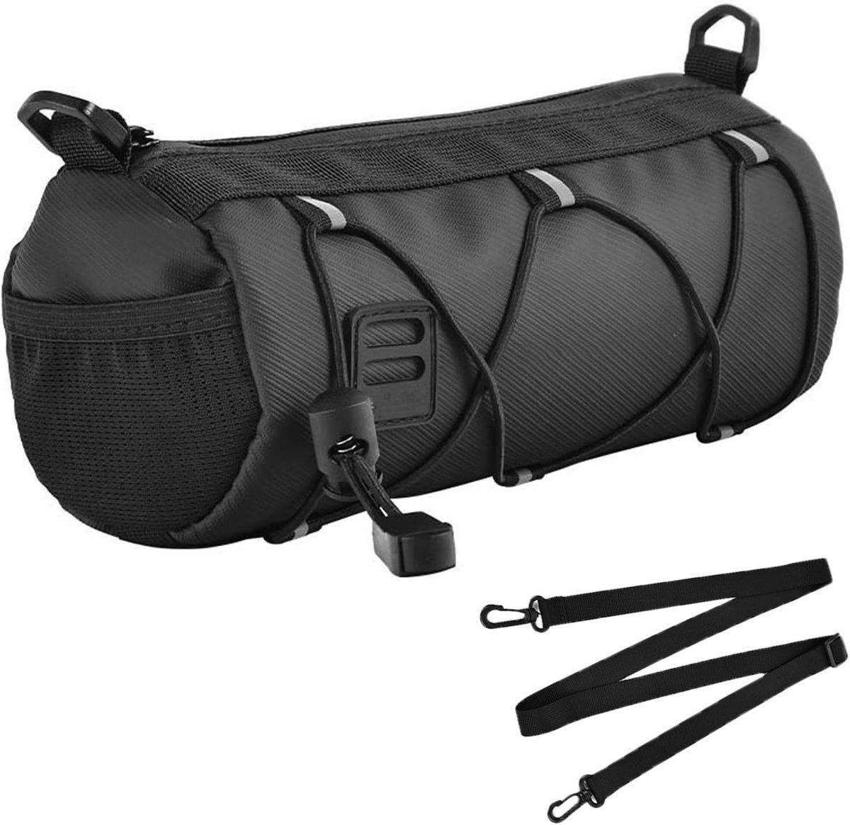 Stuurtas voor fiets - Zwart - 23,5 x 10,5 x 10 cm - Waterdichte Multifunctionele Fietstas met Schouderriem - Voor Mountainbike en Stadsfiets