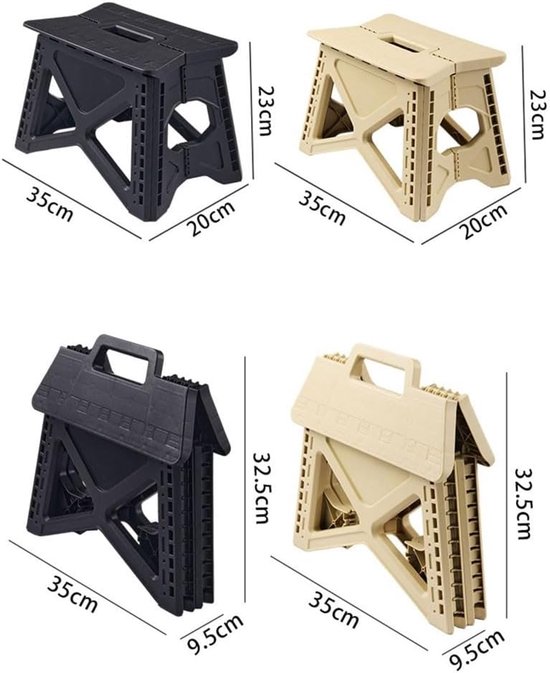 Draagbare Klapkruk - Campingstoel Opvouwbaar - Outdoor Zitten - Lichtgewicht Compact - 35 x 10 x 33 cm - Zwart — afbeelding 3