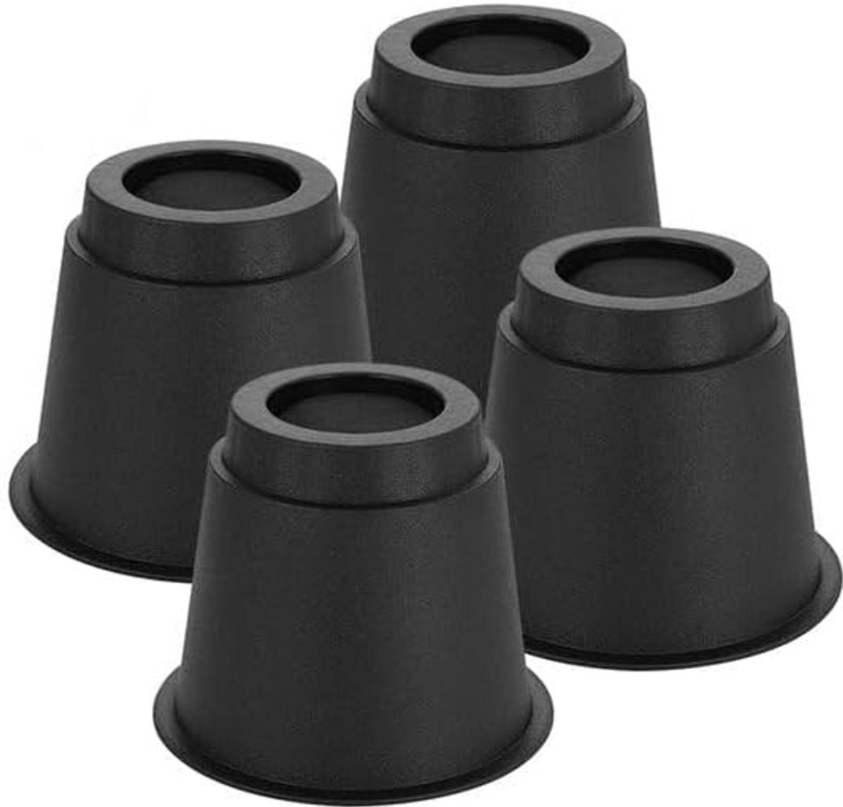 Meubelverhogers Rond – Set 4-delig – 15 cm Hoog – Antislip – Geschikt voor Poten tot 15 cm – Bed - Tafel - Stoel - Kast - Verhogers - Zwart