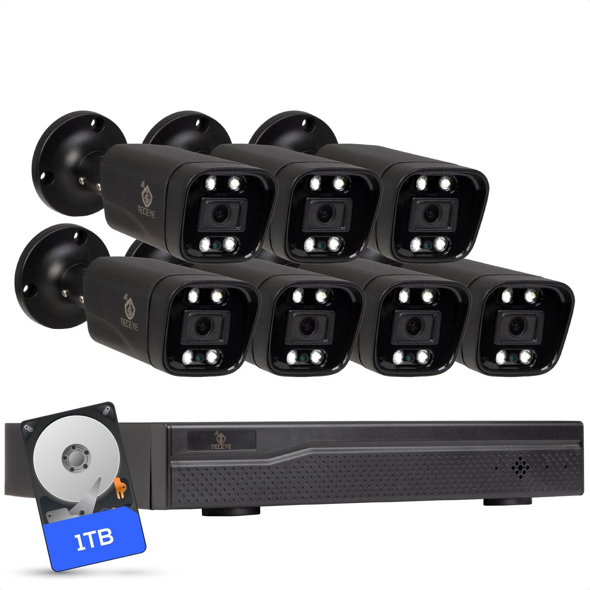 Teceye Compleet Camera Beveiliging Set met 7x POE Camera - 1TB - Beveiligingscamera - Beveiligingscamera binnen - Beveiligingscamera buiten - CCTV Camera systeem - Beveiligingscamera set - Bewakingscamera set