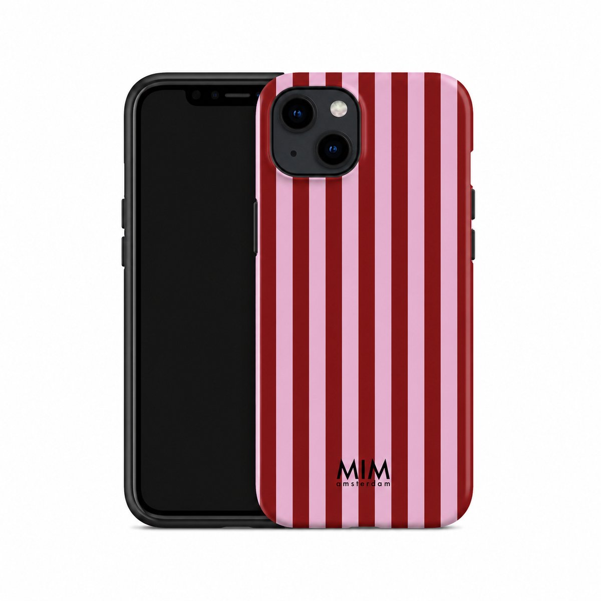 MIM Amsterdam - Sugar Rush - Geschikt voor iPhone 14 Pro - Telefoonhoesje - Shockproof Case - Rood Roze Gestreept Hoesje - Beschermhoes - Trendy Phone Case