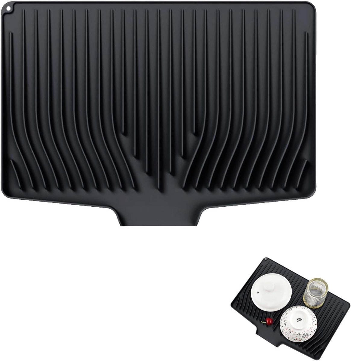 Bobypet - Afdruipmat - Siliconen afdruipmat voor aanrecht - Antislip, hittebestendig en opvouwbaar - Multifunctionele keukenmat voor potten en pannen - 40 x 33 cm - Zwart
