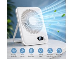 Narvie Draagbare Tafelventilator – 100 Snelheden – 2000 mAh Accu – LED-Display – USB-C Oplaadbaar –…