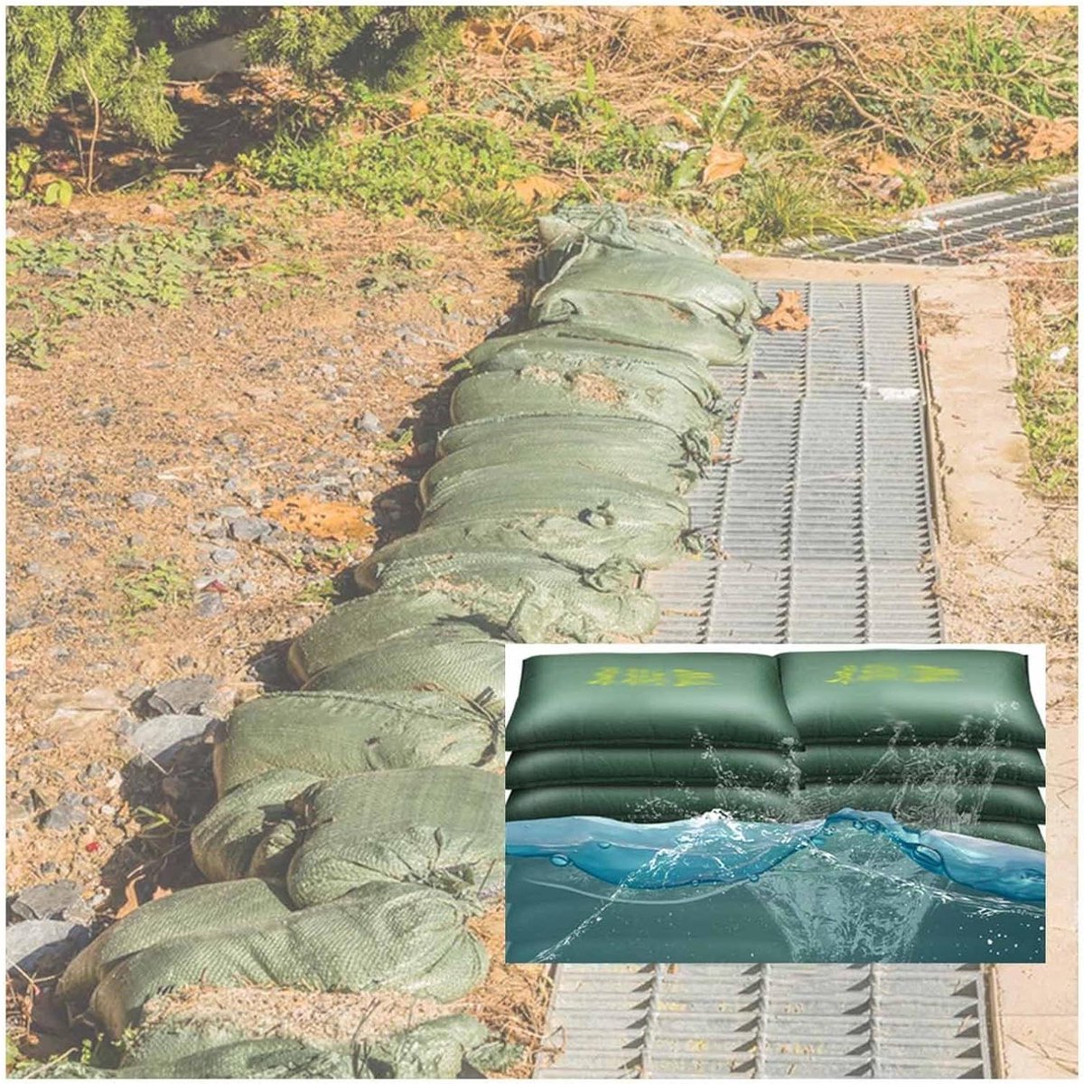 Zandzakken Waterkering - Overstromingszakken Barrière - Wateroverlast Voorkomen - Zelfopblazend Watergeactiveerd - 10 stuks - Groen