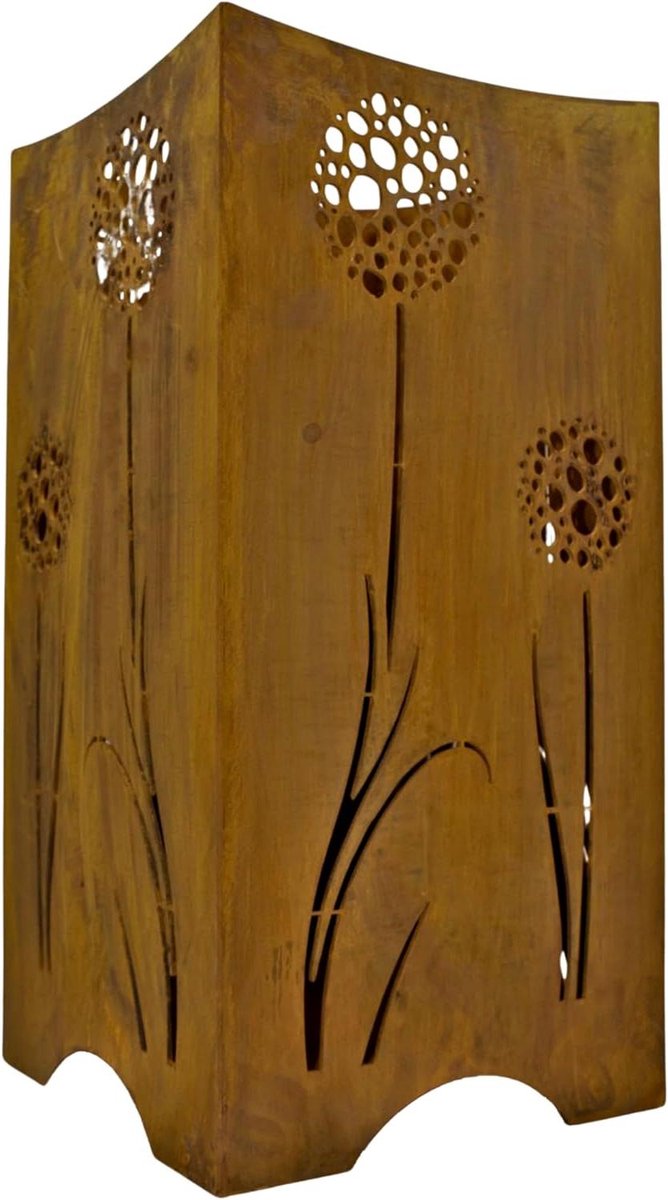 Metalen Vuurton - Buitenhaard Tuinhaard - Terras Verwarmen - Paardenbloem Motief - 57 cm Hoog - Onbehandeld Metaal