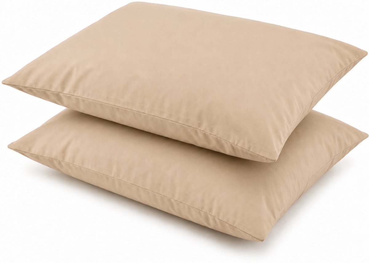 Kussenslopen, 100% Renforcé Katoen, 60x70 cm, Set van 2, Beige, Zacht & Ademend, Hotelkwaliteit, Kussensloop, Perfecte Pasvorm, Duurzaam, Stijlvol & Comfortabel, De Linde Home