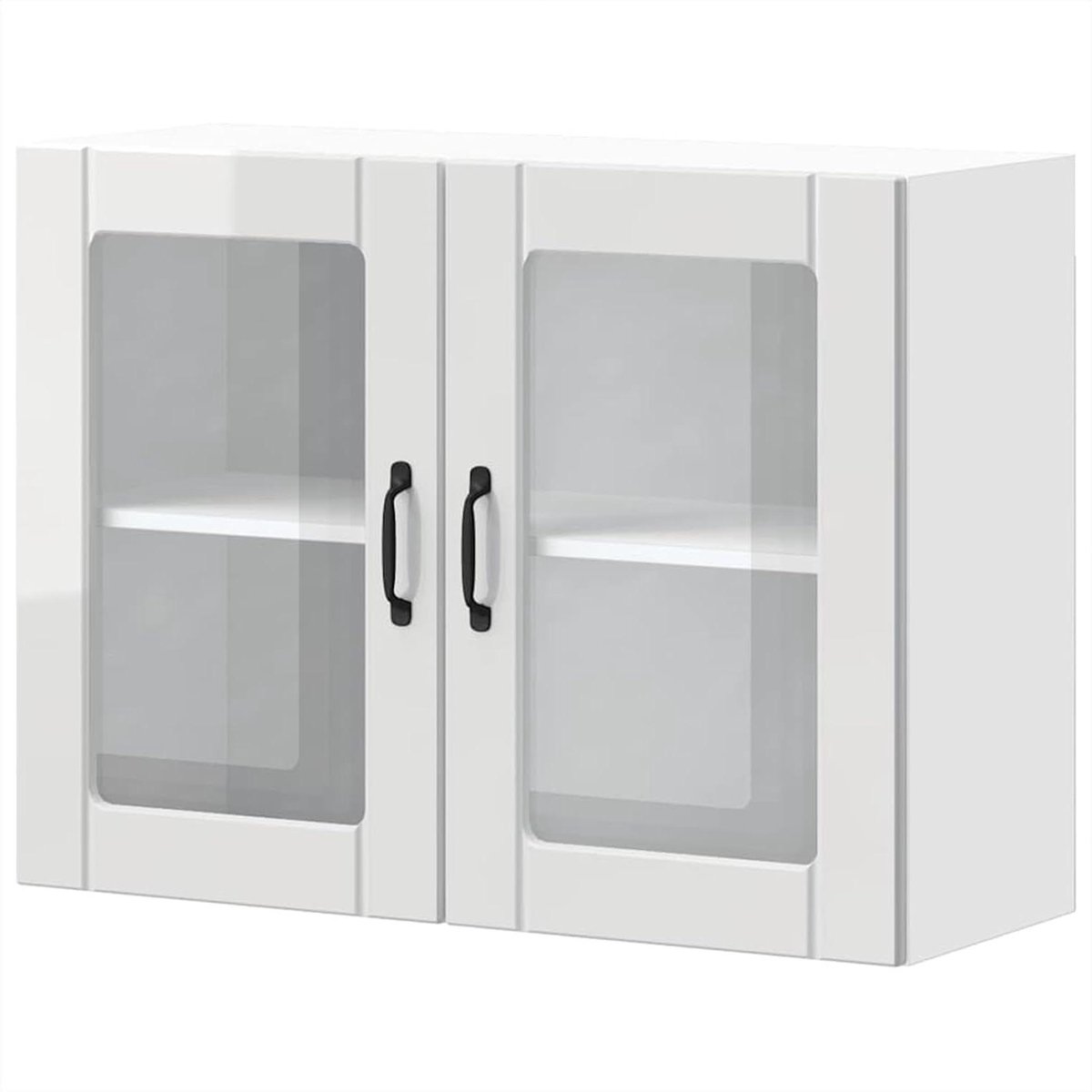 Keukenkast - Wandkast Bovenkast - Keuken Opbergen - Glazen Deuren - 80 x 60 cm - Hoogglans Wit