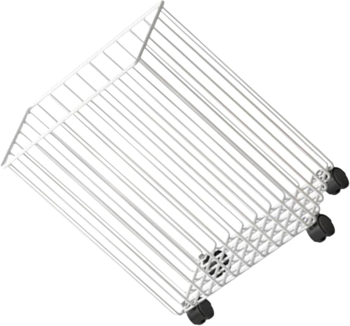 Wasmand op wielen - Vuilnisbak op wieltjes - Opbergen sportartikelen - Slijtvast ijzeren frame - 40x20.5x44cm - Wit