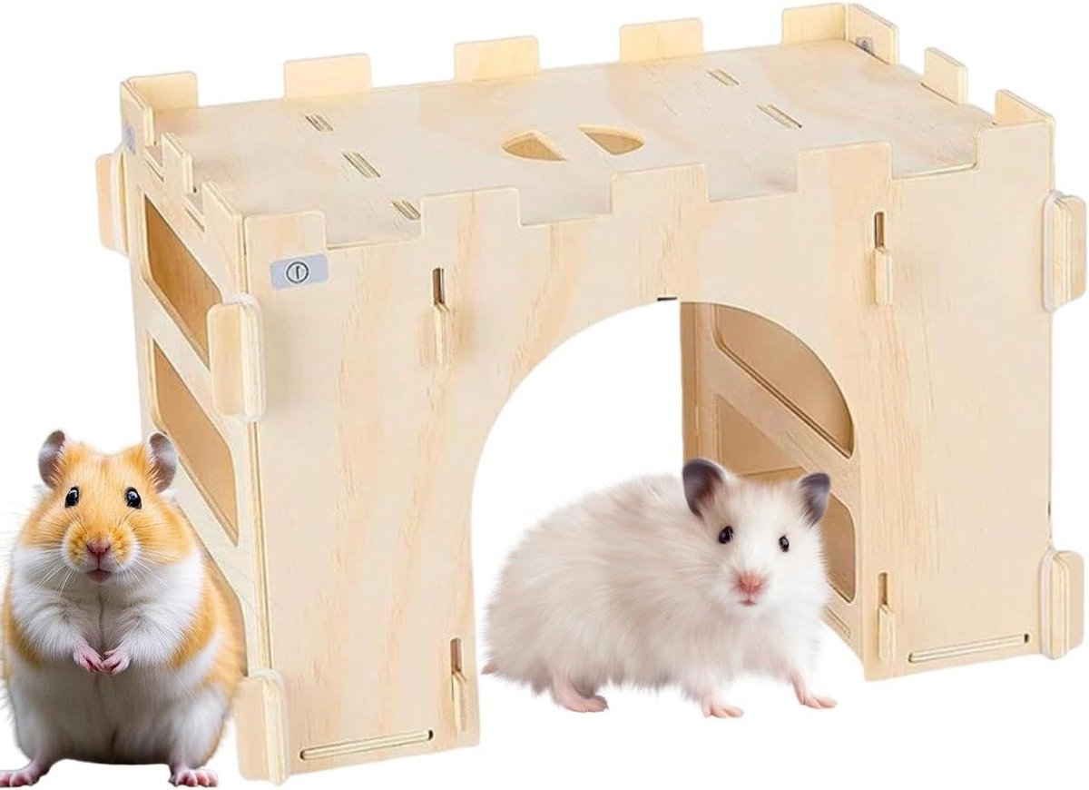 Konijnenhok Binnen - Kleine Dieren Kooi - Stimuleert Ontdekking - Tijdbesparende Hygiëne - 33x23x4 cm - Houtkleur