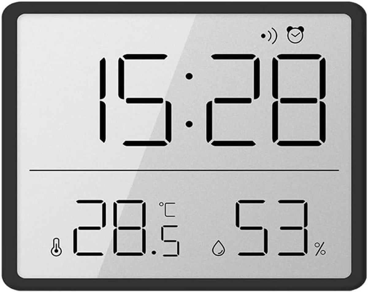 Digitale Thermohygrometer met LCD Alarmklok, Multifunctionele Temperatuur- en Vochtigheidsmeter voor Thuis, Kantoor en Studenten met Batterijondersteuning