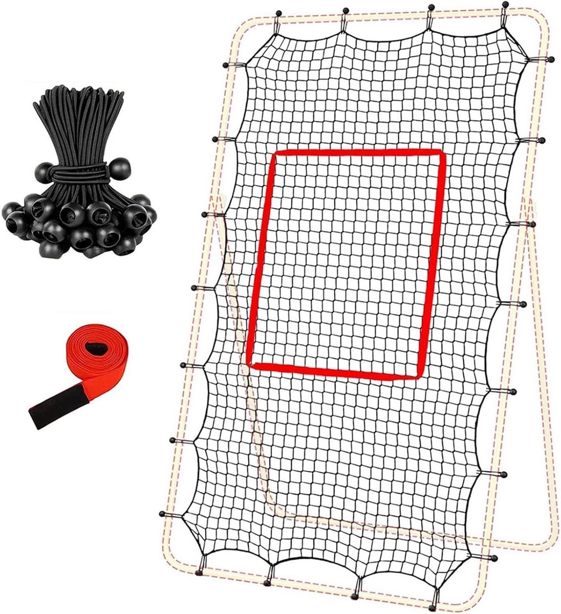 Volleybal Reboundernet - Trainingsnet Bal - Solo Training Verbeteren - Snelkoppelsysteem - 213 x 122 meter - Zwart