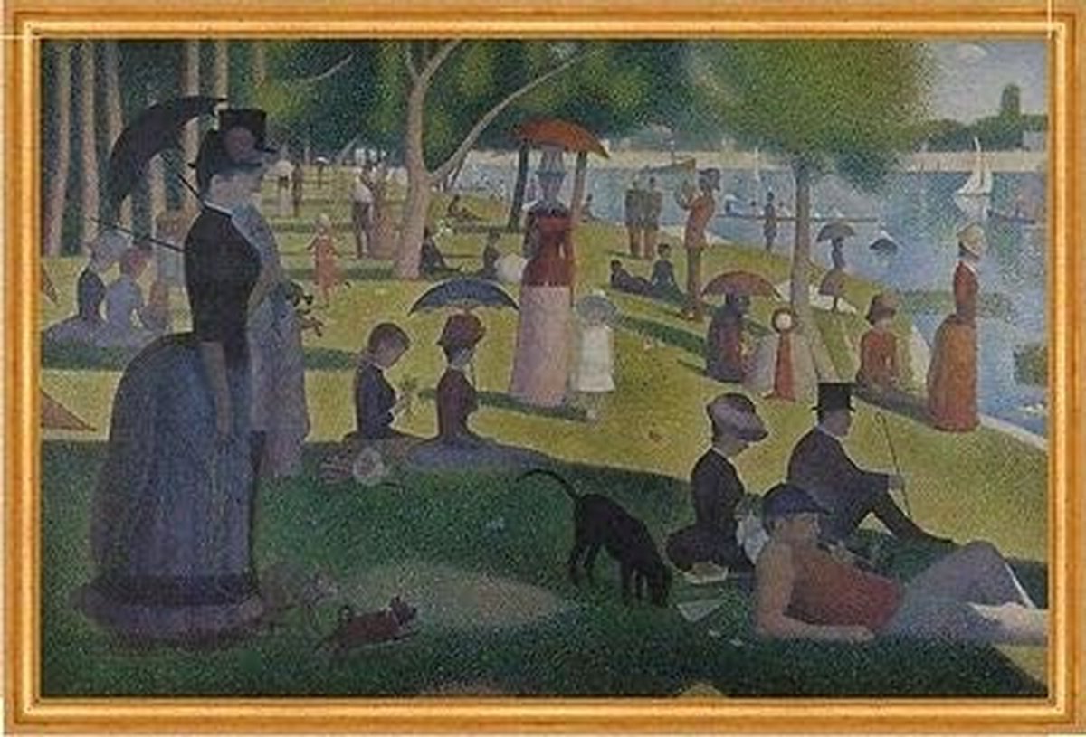 Kunstwerk Poster - Schilderij Canvas - Wanddecoratie - Handverguld Massief Houten Frame - 97 x 66 cm - Multicolor