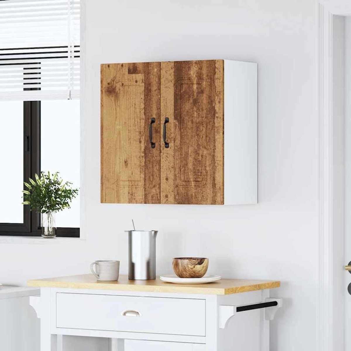 Keukenkast - Opbergkast Keuken - Keuken Organiseren - Vochtbestendig Materiaal - 60 x 31 x 60 cm - Oud Hout