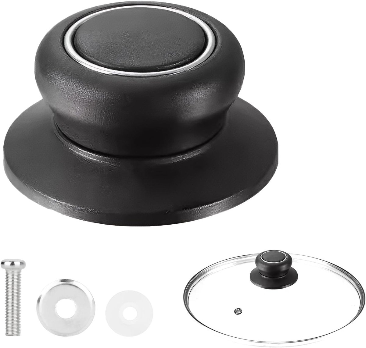 Universele Pan en Potdeksel Handgreep met Schroeven, Bakelite Vervangende Knop voor Kookgerei en Keukenaccessoires, Zwart