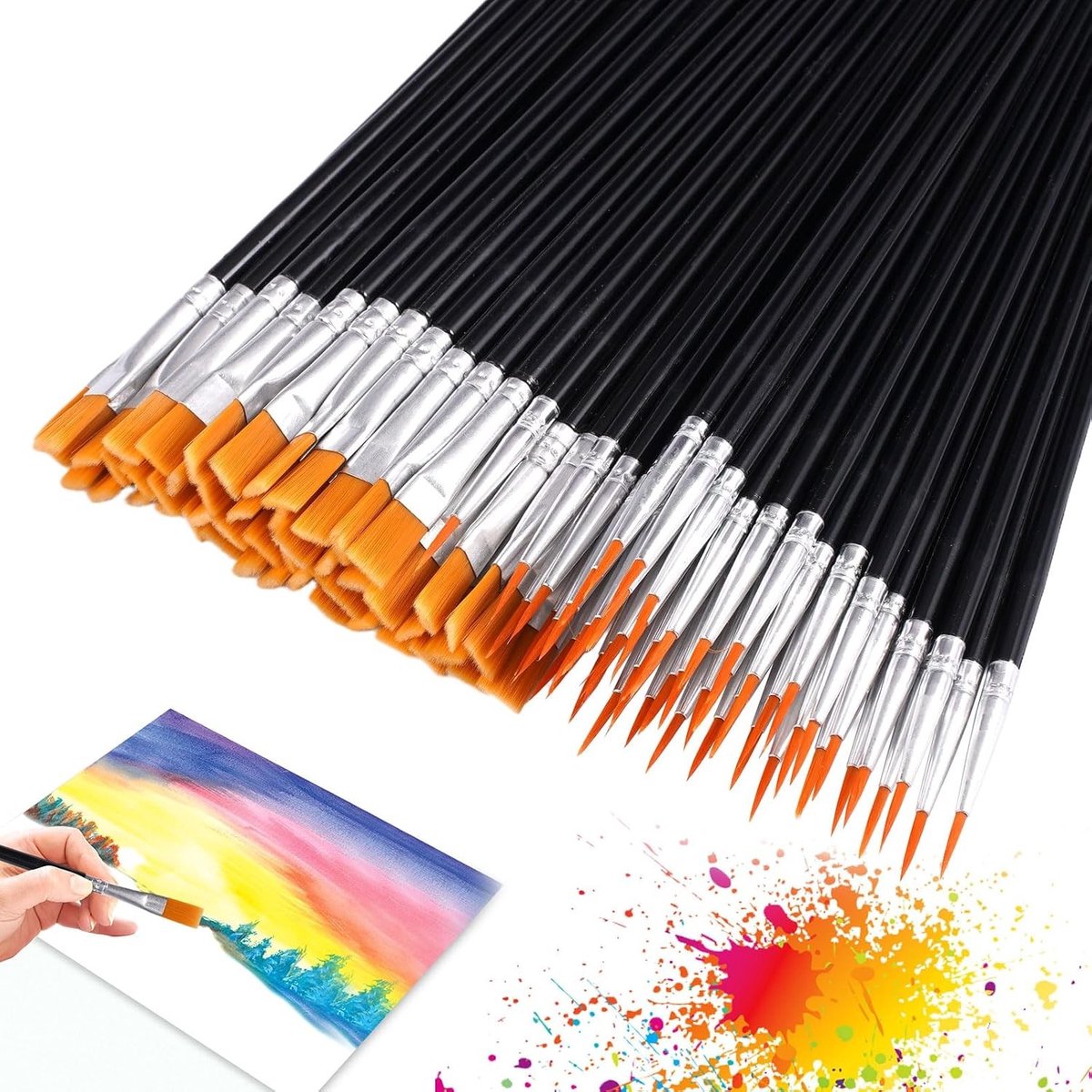 Professionele Penselenset - Zwart - 16,7 cm - Nylon Verfkwasten voor Aquarel, Acryl en Olieverf - Voor Kunstenaars en Beginners