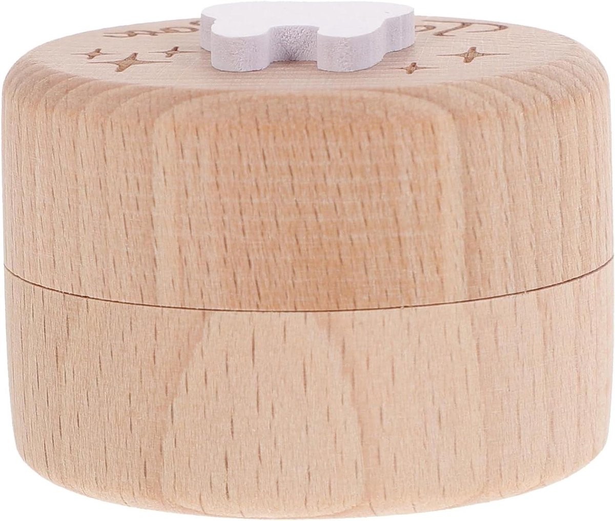 Baby tandendoosje - Eerste tandjes bewaren - Herinneringen bewaren - Stevig houten materiaal - 5 x 5 x 3.5 cm