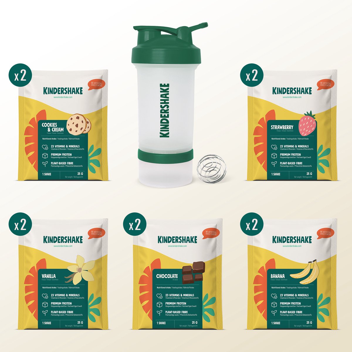 Kindershake proefpakket 10 Shakes + Shakebeker