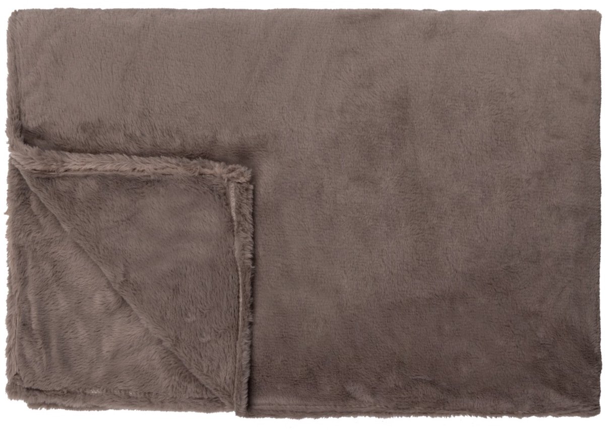 Linolux Fleece Plaid Rabbit Fur Taupe 150x200