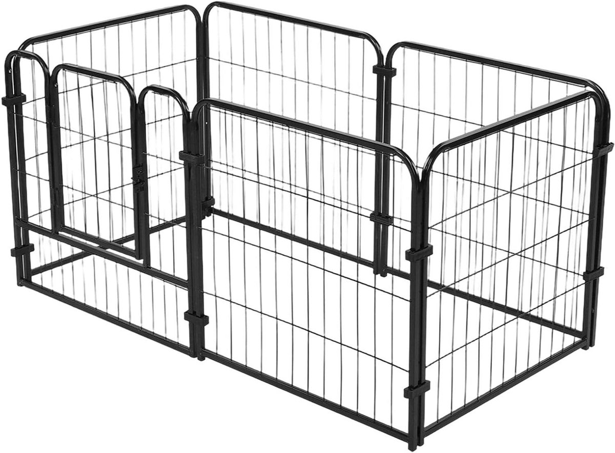 Hondenbox Huisdierenhek - Hondenren Hekwerk - Huisdieren Afbakenen - Vrij Combineerbaar Modulair - 120x60x60 cm - Zwart