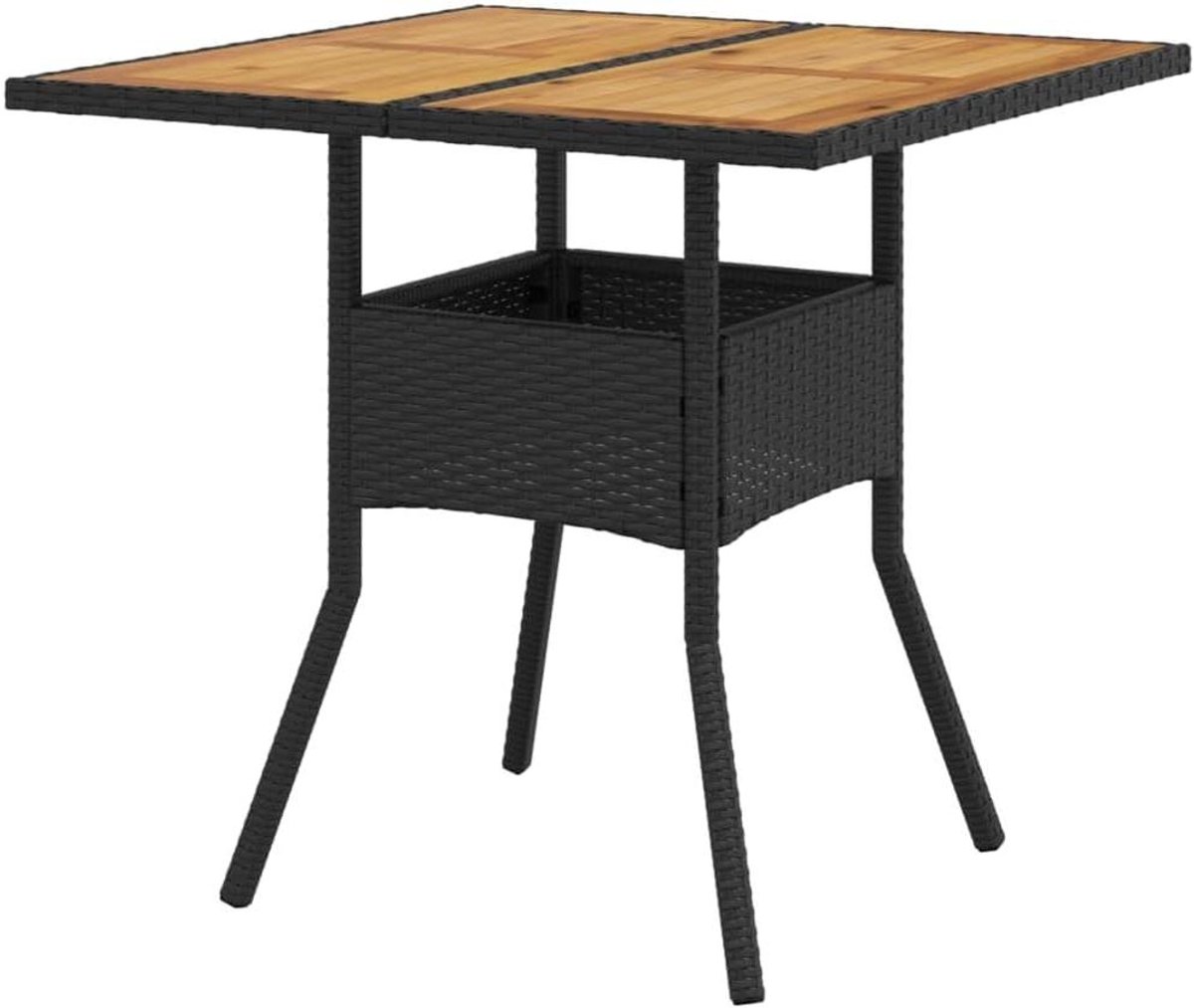 Tuin Eettafel - Terras Tafel Buiten - Buiten Dineren - Acaciahout Tafelblad - 80 x 80 x 75 cm - Zwart