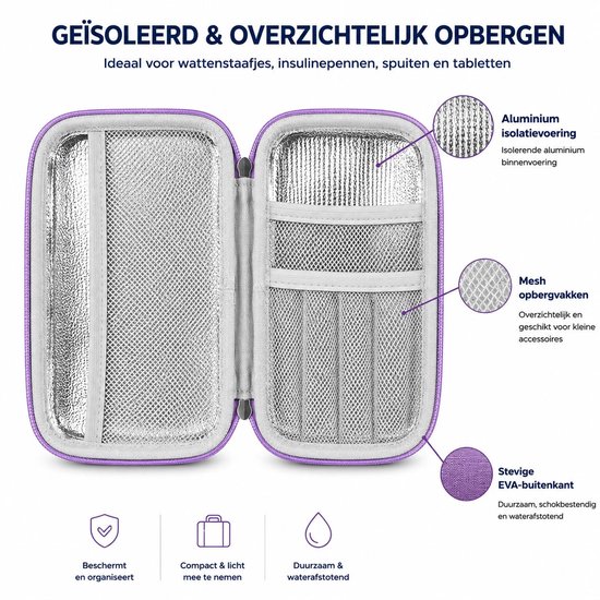 ETSELLS Insuline Koelcase PAARS - Medicatie Koeltas - Inclusief 2 Ice Packs - Waterdicht & Schokbestendig - Diabetes Etui - Voor Reizen van Etsells — afbeelding 4