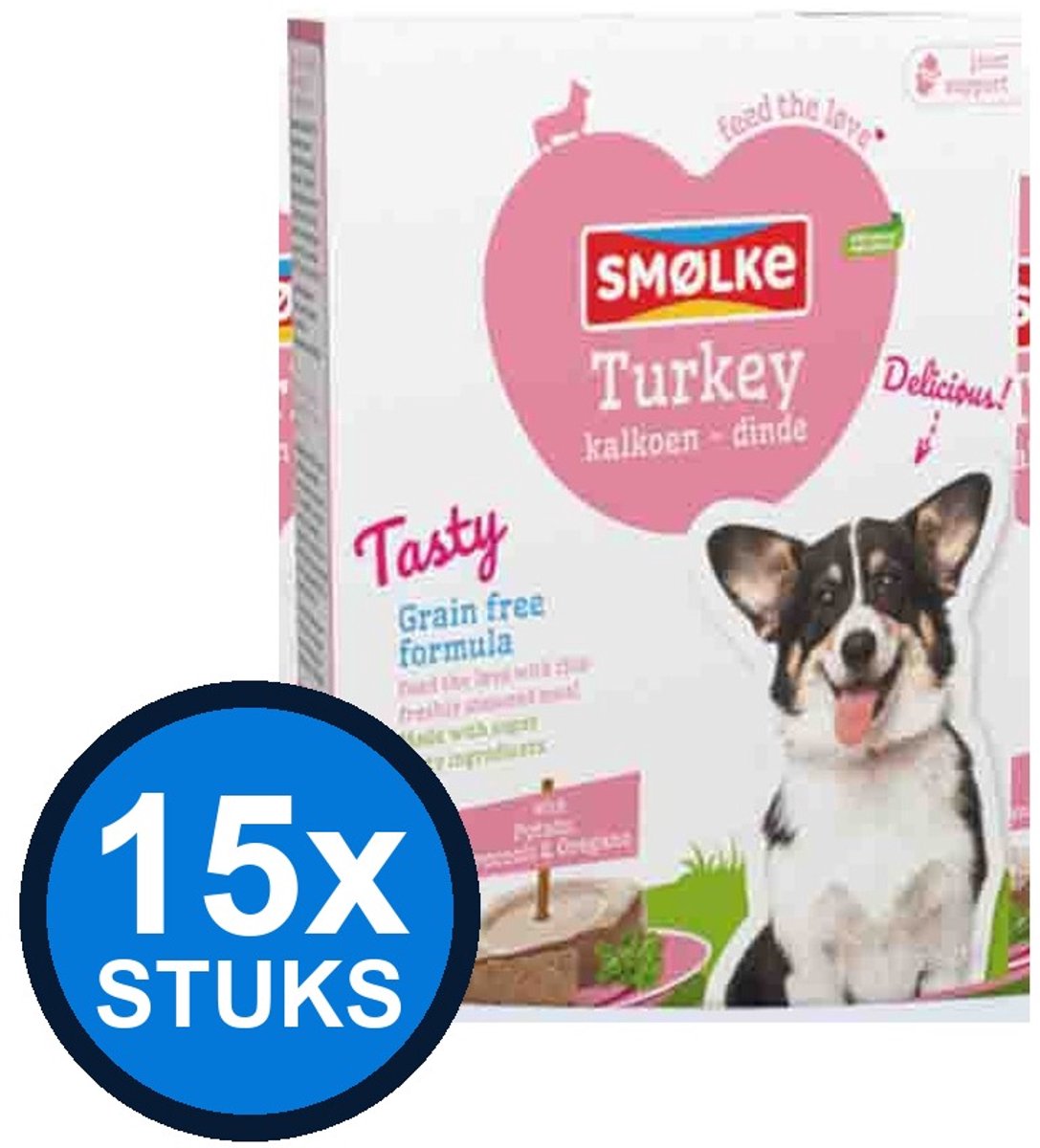 Smølke Smølke hond vers gestoomd turkey 395gr