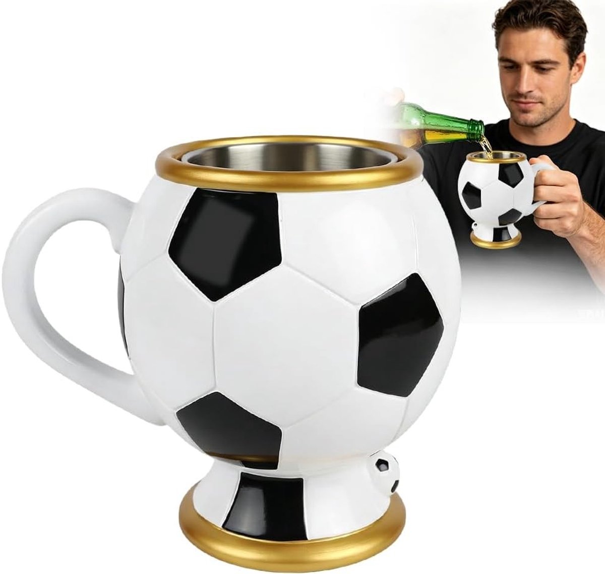 Voetbal Biermok voor Wereldkampioenschap, Perfecte Bierglas voor Voetbalfans, Cadeau voor Mannen en Vaderdag, Verjaardagscadeau
