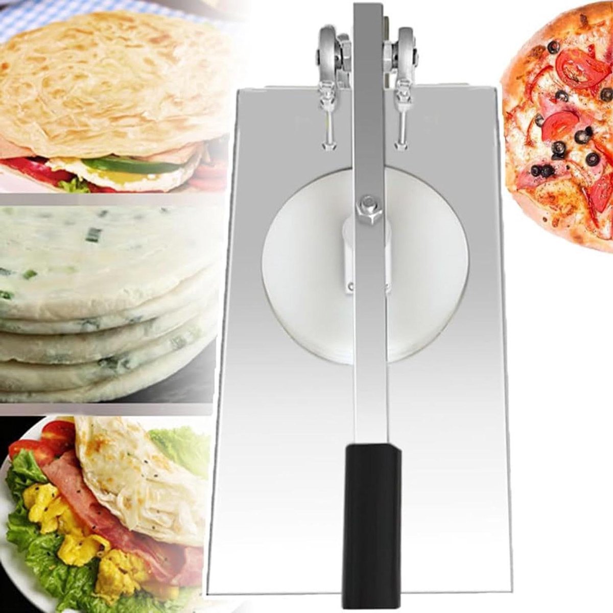 Deegroller Machine - Pastry Roller - Bakken Maken - Verstelbare Dikte - 50 x 25 cm - Zilver