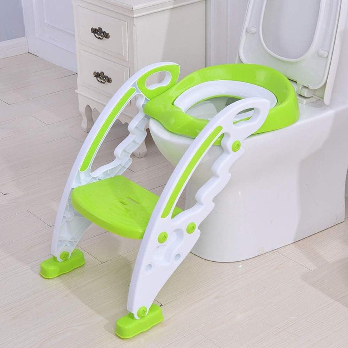 Potty Toiletbril - Zindelijkheidstrainer Kinderen - Zelfstandig Leren - Verstelbare Hoogte - Universeel Ontwerp - Groen