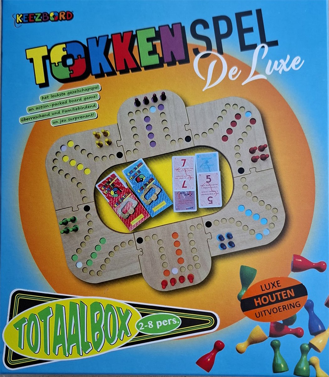 Tokken Bord De Luxe Totaalbox Hout – Tokkenspel – 2 tot 8 Personen – Houten Bordspel
