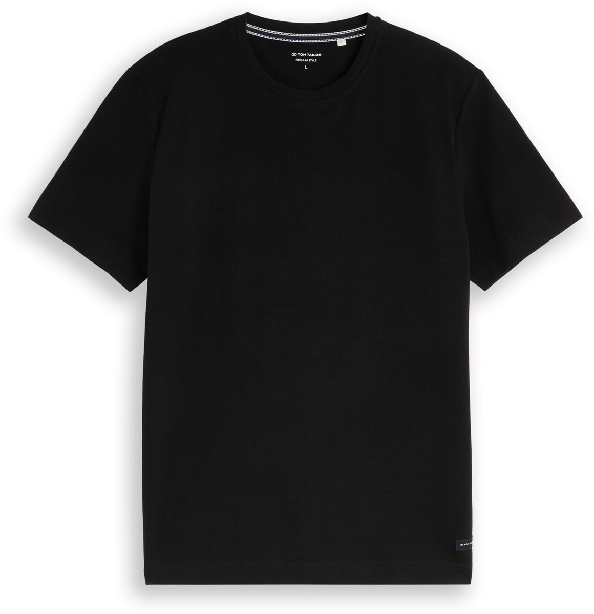 Tom Tailor - Piqué T-shirt met logobadge - Maat XXL - Black