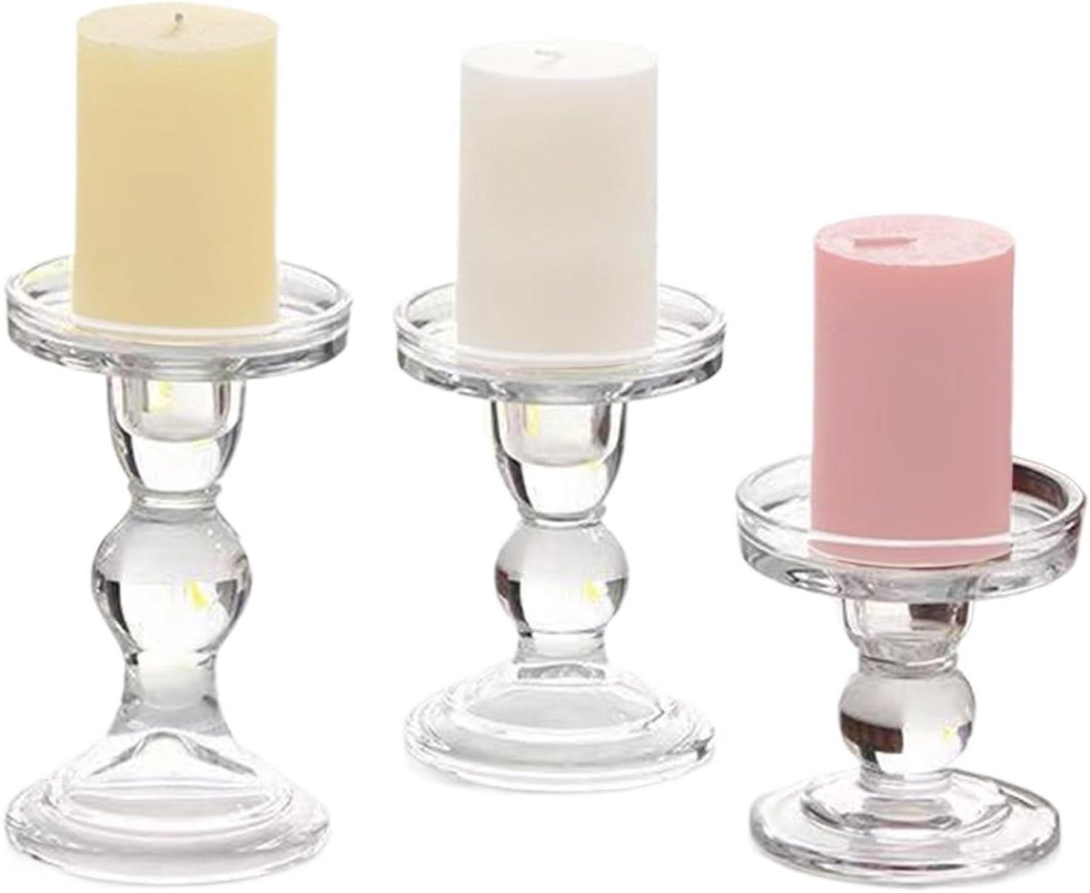 Glazen Kandelaars - Kaarsen Houders - Decoratie Huis - Morsbestendige Constructie - 27.8L x 18.2B x 14.6H cm - Transparant