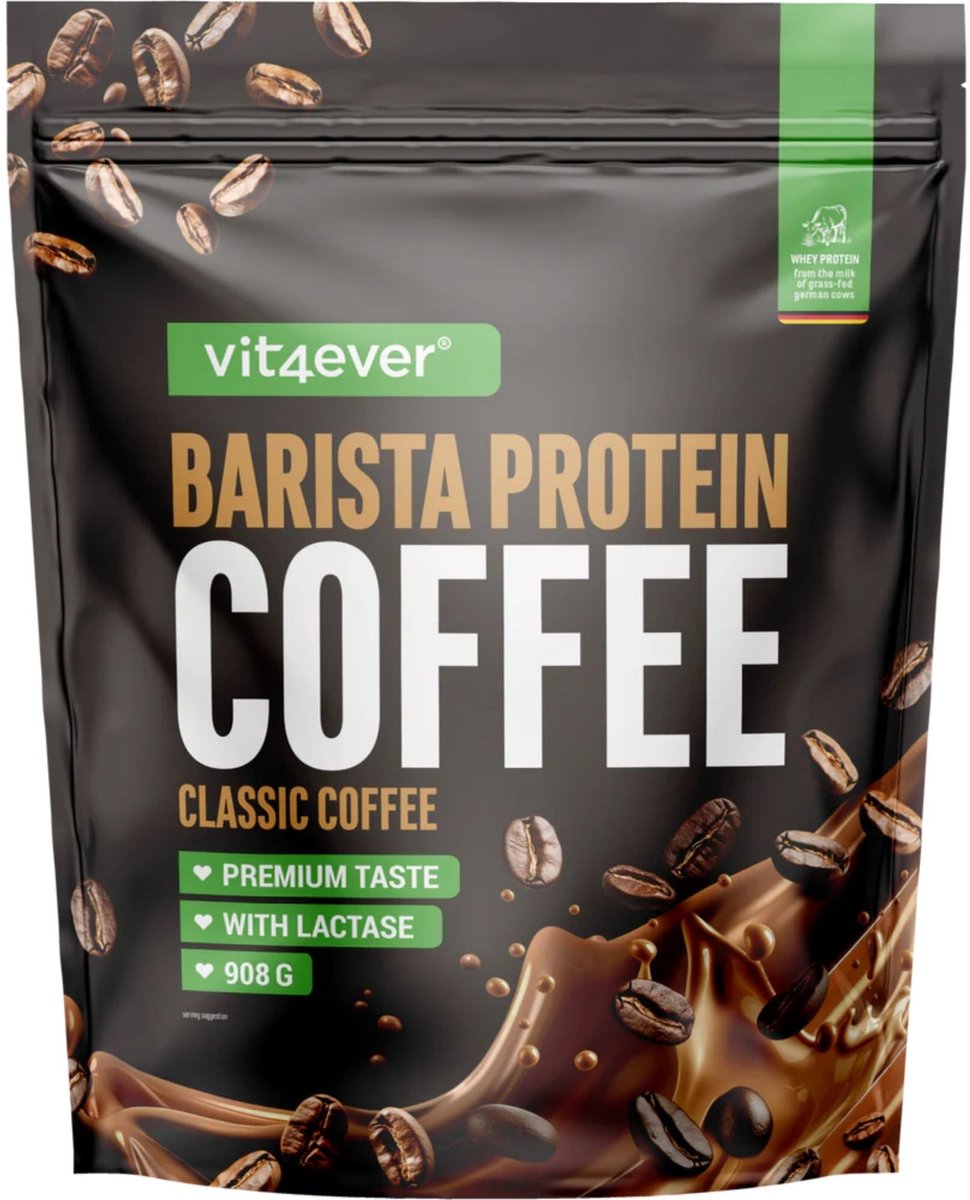 Vit4ever - Barista Whey – 908 g – Classic smaak – Eiwitrijke koffieblend met instantkoffie – Tot 24 g eiwit per portie – Met essentiële aminozuren – Zonder soja