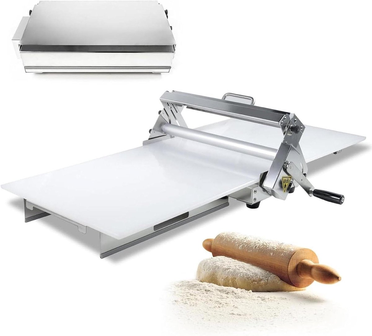 Deegroller Machine - Deeg Snijder Pastry Roller - Bakken van Gebak - Handmatig Opvouwbaar - 2.5-25mm - Zilver