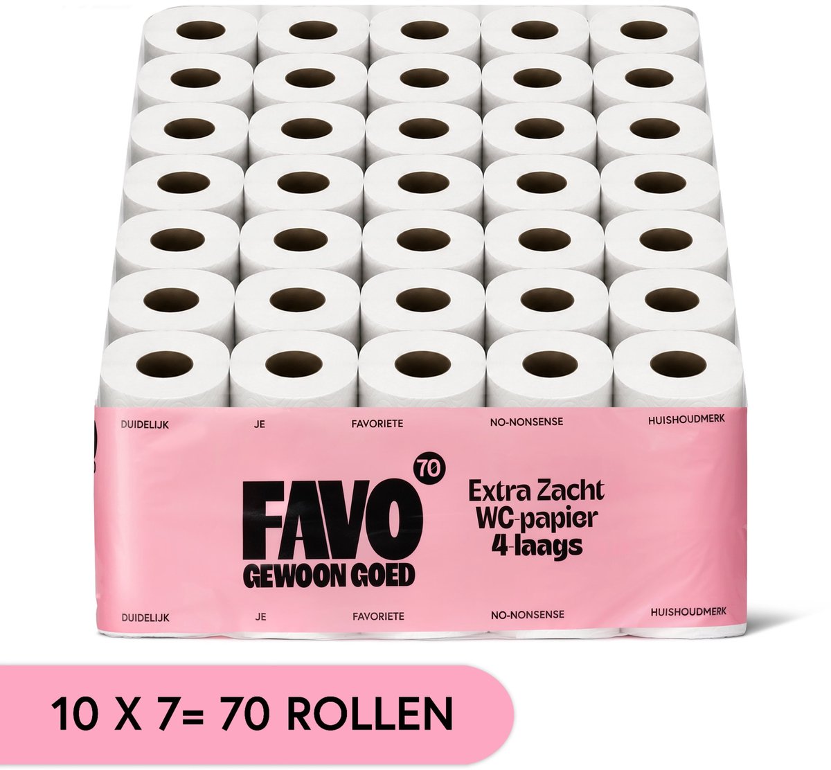 Favo Toiletpapier - 4-laags - 70 rollen - 160 vellen per rol - extra zacht & sterk wc-papier - voordeelverpakking