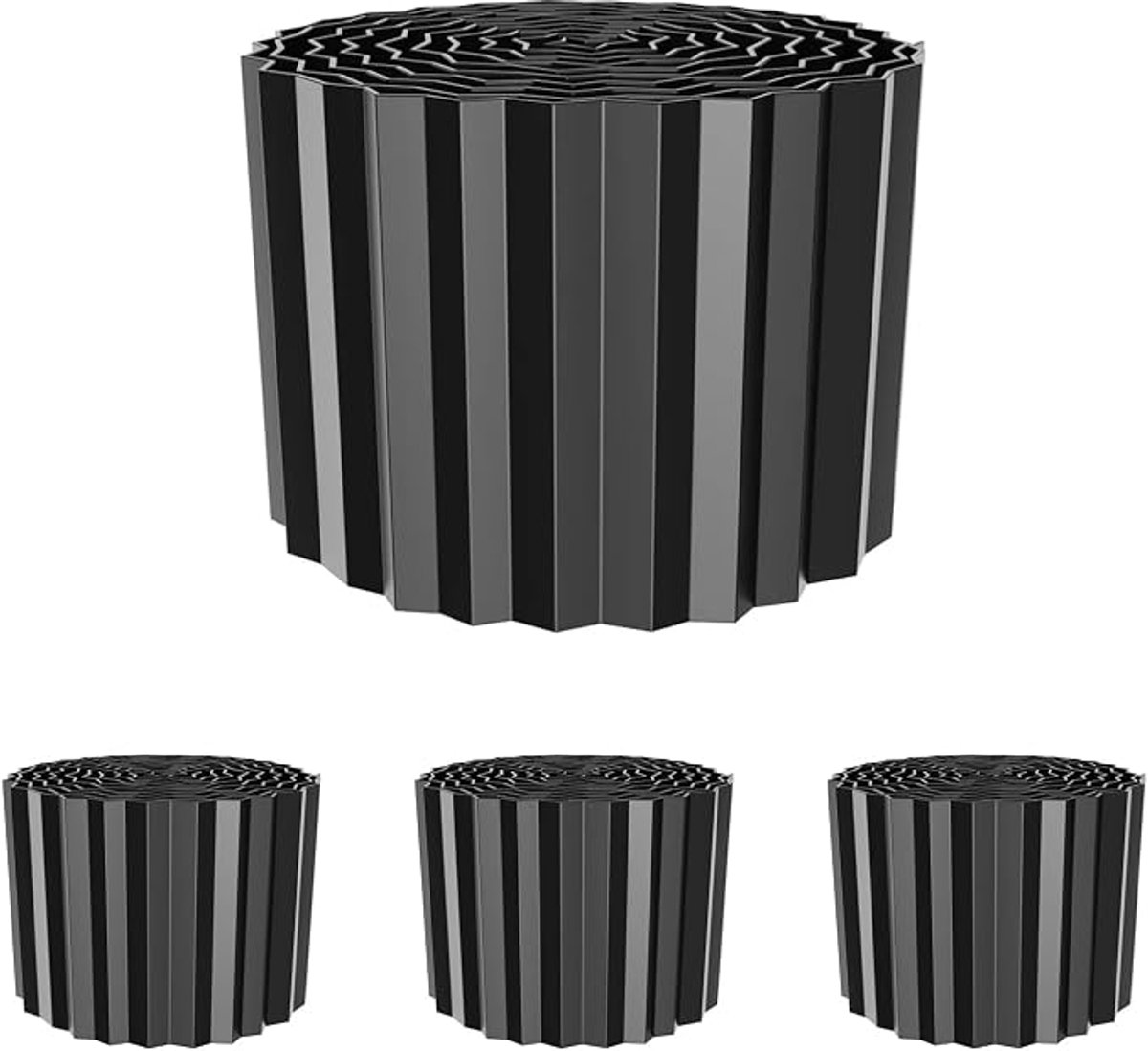 Triumpunpre zwarte gegolfde verzinkt stalen tuinrand, 4 rollen (8" × 20 ft) – landschapsafscheiding voor tuin en terras