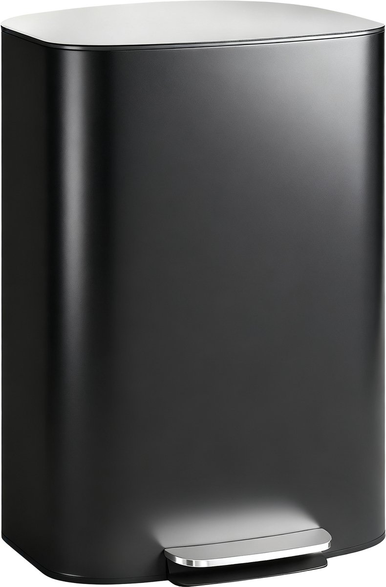 Keukenafvalbak - 50 liter - pedaalemmer met openhoudfunctie - soft - close deksel - pedaal - zwart