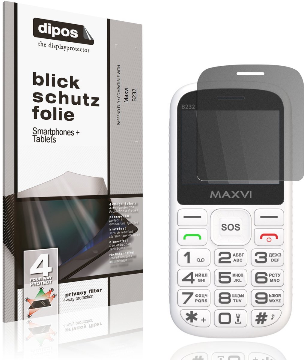 dipos – Matte Privacy Screenprotector geschikt voor Maxvi B232 | Anti-Spy Beschermfolie