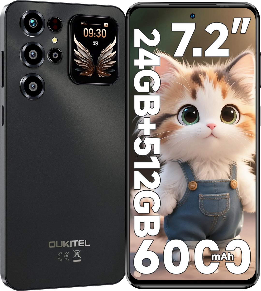 OUKITEL C68 Plus Smartphone 4G-24RAM-512 GB Opslag-6000 mAh Accu-Android 15-Dubbel Beeldscherm