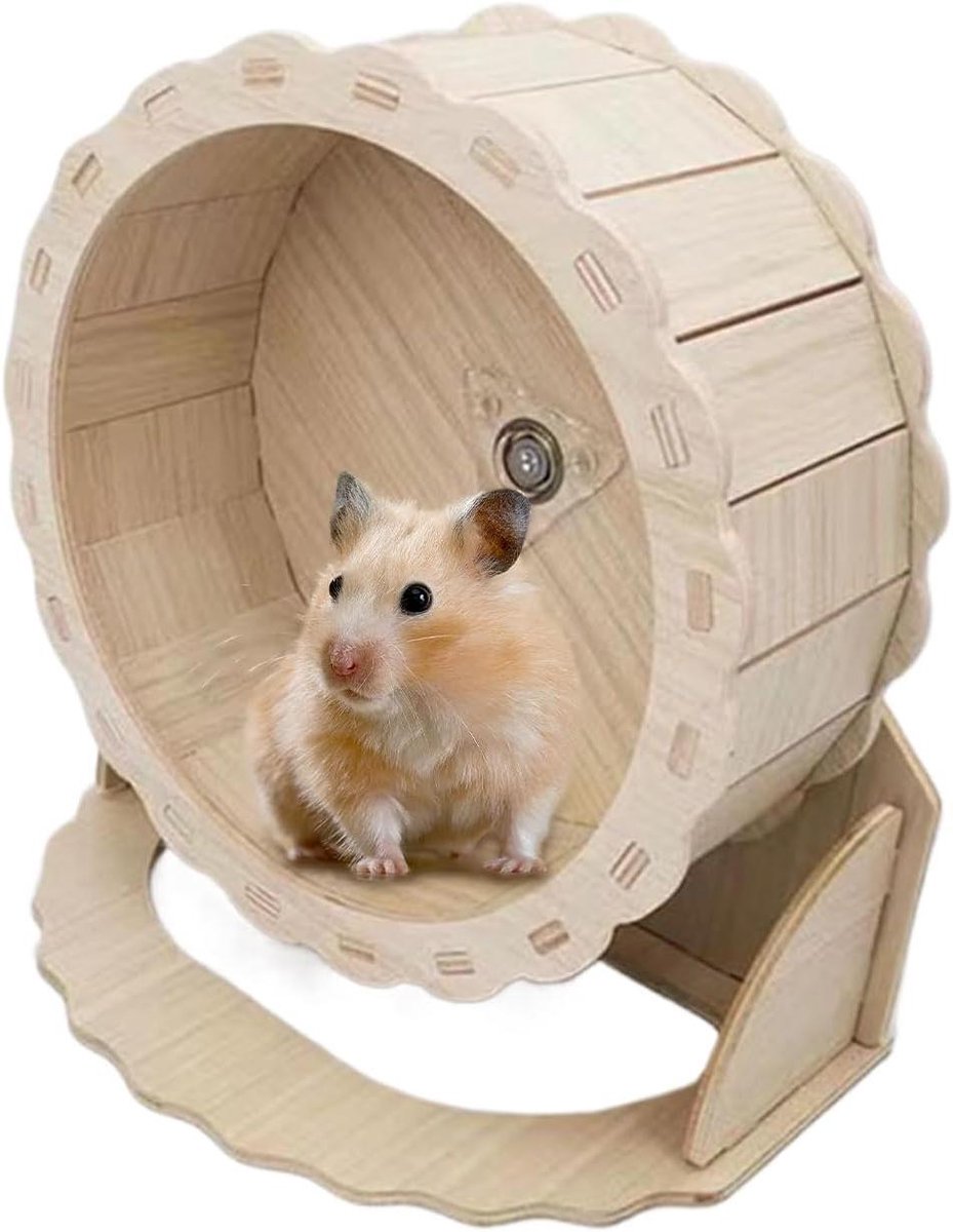 Dieren Looprad - Hamsterwiel Hout - Knaagdieren Beweging - Stil Lager - 23 cm - Houtkleur