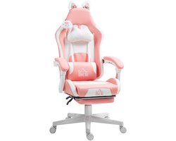 Gaming Stoel - met Voetsteun - Bureaustoel - Ergonomische - Verstelbare - 135° Kantelbaar - Duurzame materialen - Uniek Design - 120 kg Draagvermogen - Roze