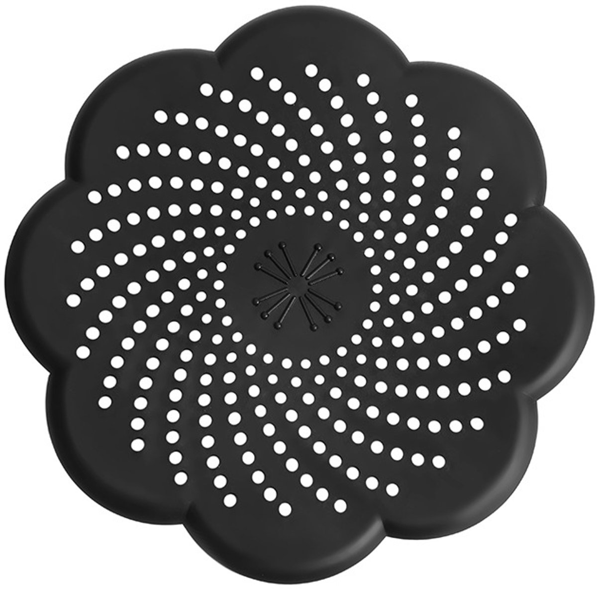 Set van 2 universele siliconen afvoerzeefjes - haarvanger voor douche en bad - voor gootsteen, keuken en douche, Zwart