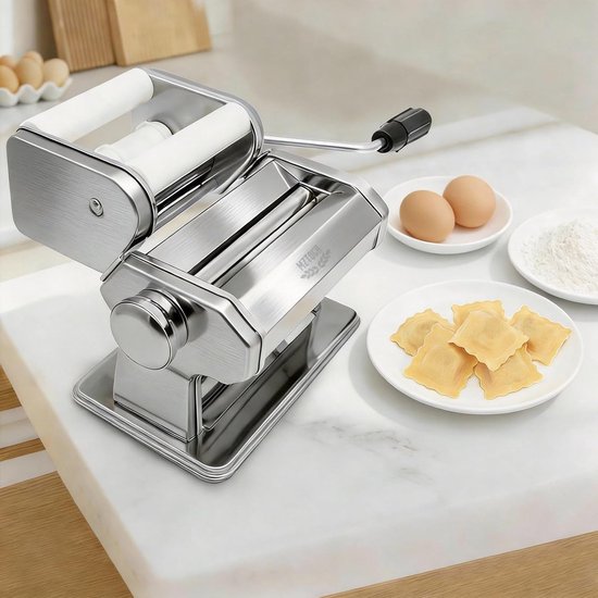 Pasta Maker - RVS - 150 mm - Met 9 Instellingen en Ravioli Maker - Voor Thuisgebruik — afbeelding 2
