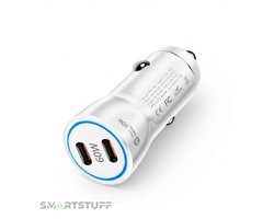 Smartstuff Autolader USB C 60W - Auto Oplader USB C - Auto Lader - USB Autolader - Autolader USB - Autoladers - Auto Snellader - USB Oplader Auto - Autolader USB C 2 Poorten - Auto Oplader USB