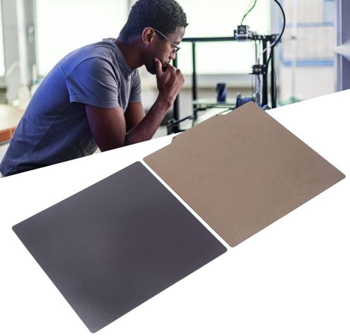 Printbed Dubbelzijdig - 300 X 300 Mm - Sterke Hechting - PET/PEI Bouwplaat - Rubberen Magnetische Basis - Hoge Temperatuurweerstand