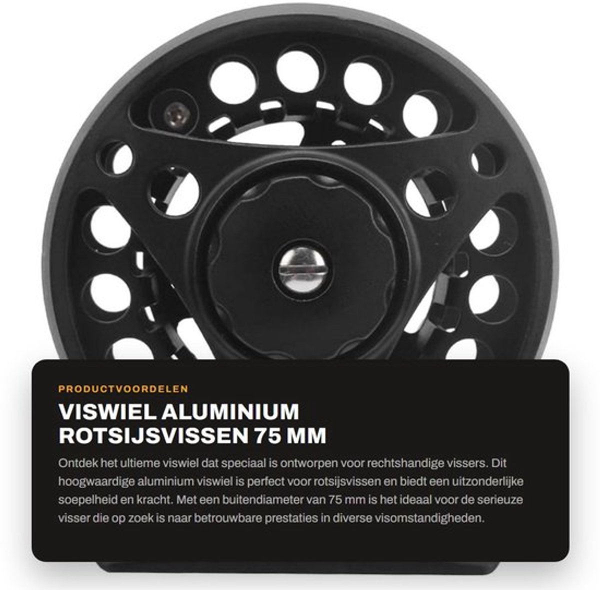 Viswiel Aluminiumlegering - Rotsijsvissen - 75 Mm Buitendiameter - Gladde Rol - Rechtshandig - Lichtgewicht - Hengel